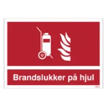 Brandslukker på hjul skilt