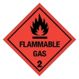 Flammable gas, Non-toxic gas - klasse 2 fareseddel skilt