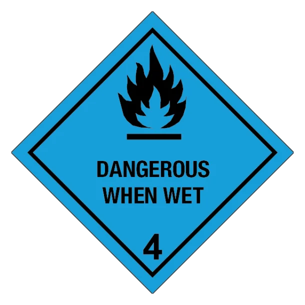 Dangerous when wet, klasse 4 fareseddel