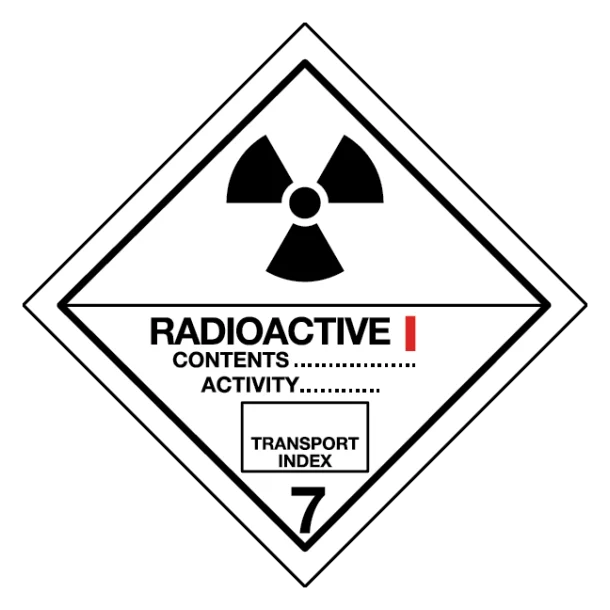 Radioaktive stoffer, klasse 7, kategori 1 fareseddel