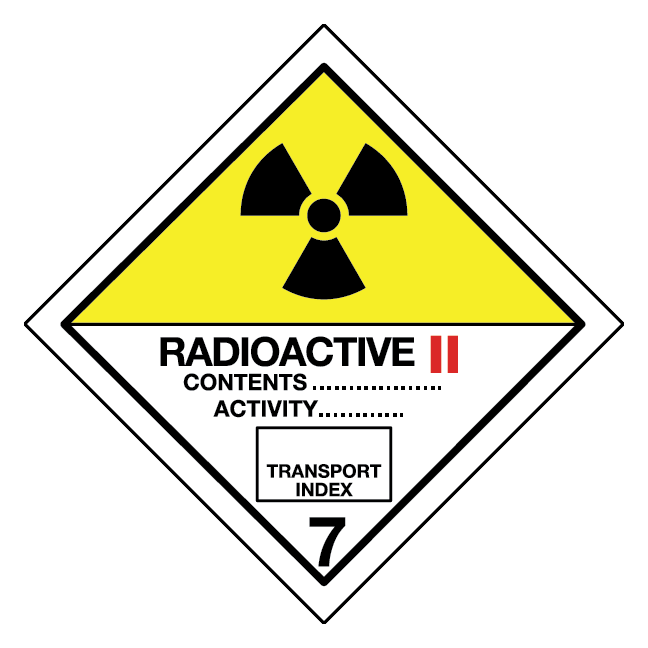 Radioaktive stoffer, klasse 7, kategori 2 fareseddel