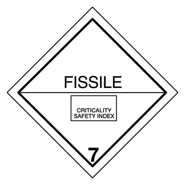 Fissile (spaltbare) materialer, klasse 7 fareseddel