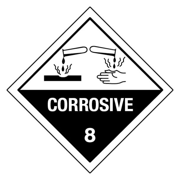 Corrosive, klasse 8 fareseddel