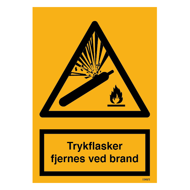 Trykflasker fjernes ved brand skilt