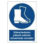 Sikkerhedssko påbudt udenfor afmærkede områder påbudsskilt