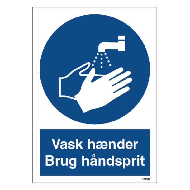 Vask hænder Brug håndsprit skilt