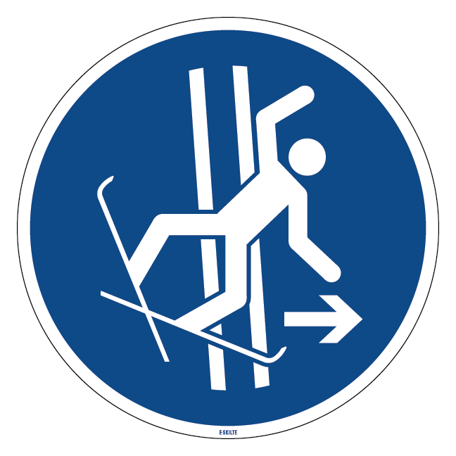 M035 Forlad øjeblikkeligt slæbeliften i tilfælde af fald skilt