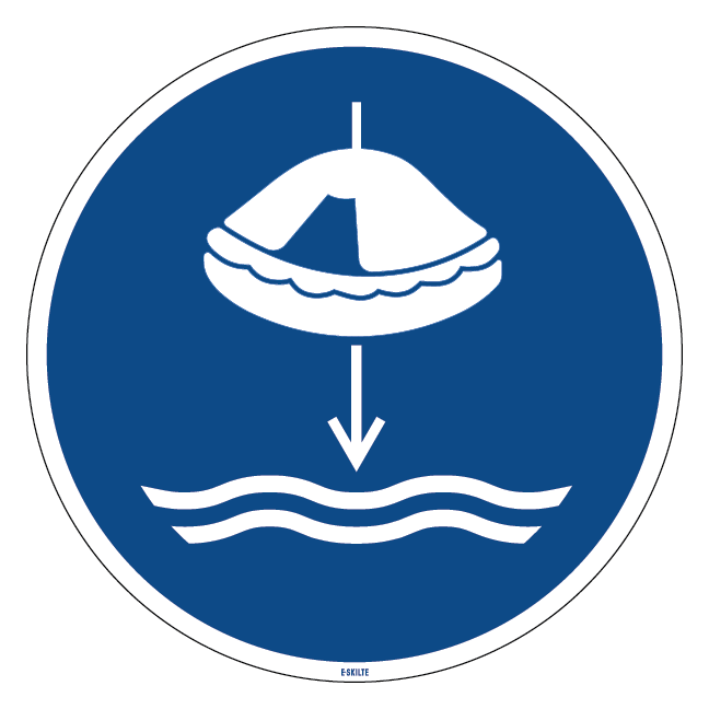 M040 Sænk redningsflåde under startsekvens skilt