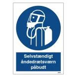 Selvstændigt åndedrætsværn påbudt skilt