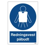 Redningsvest påbudt skilt