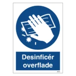 Desinficér overflade skilt