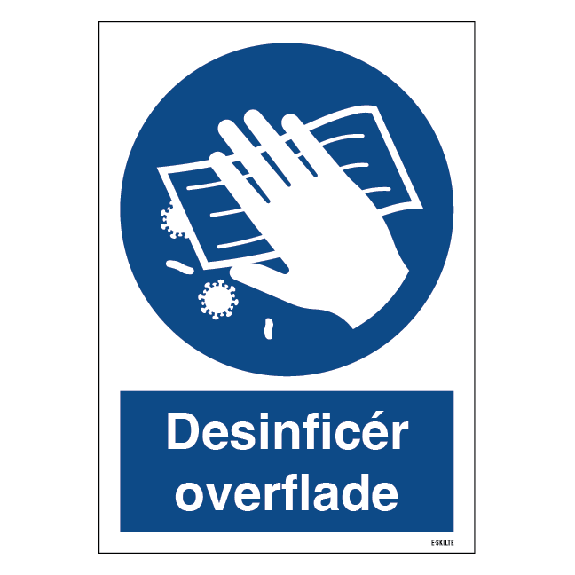 Desinficér overflade skilt