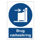 Brug væltesikring skilt