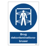 Brug dekontaminationsbruser skilt