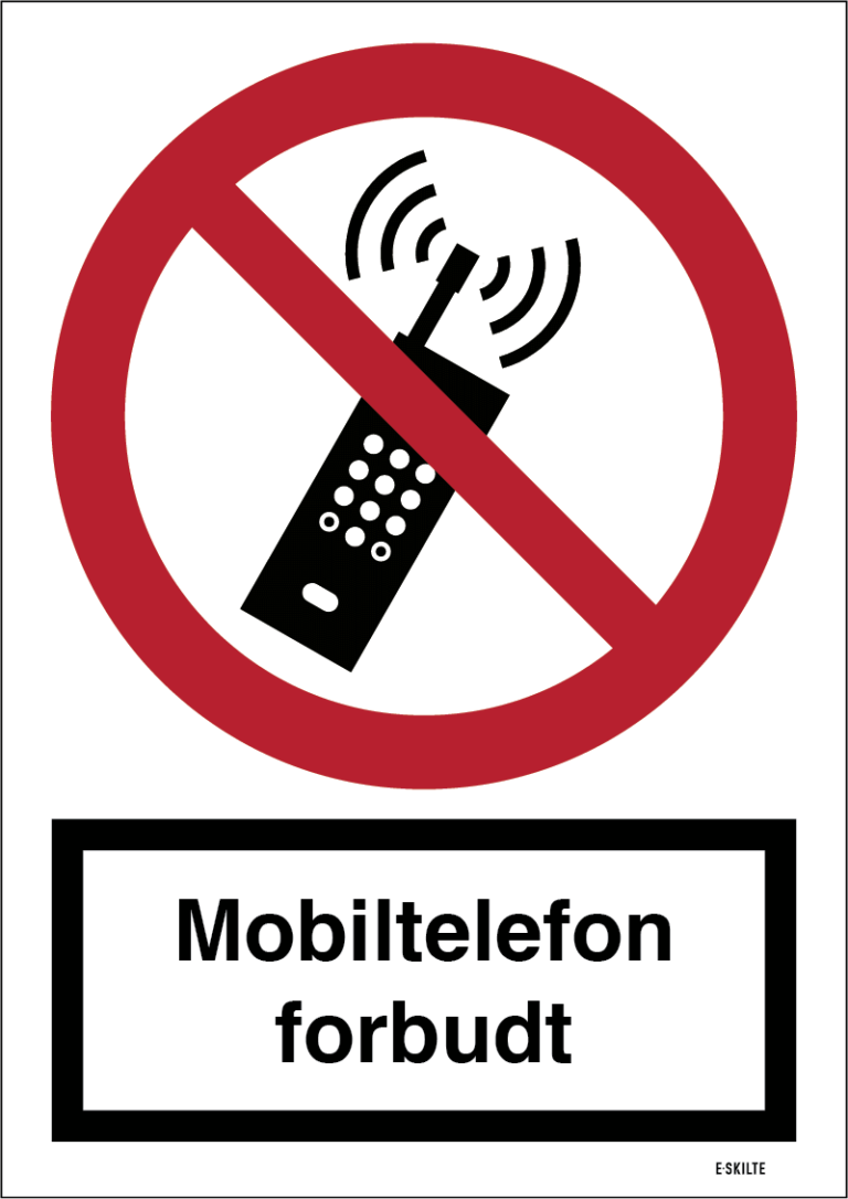 Mobiltelefon forbudt skilt