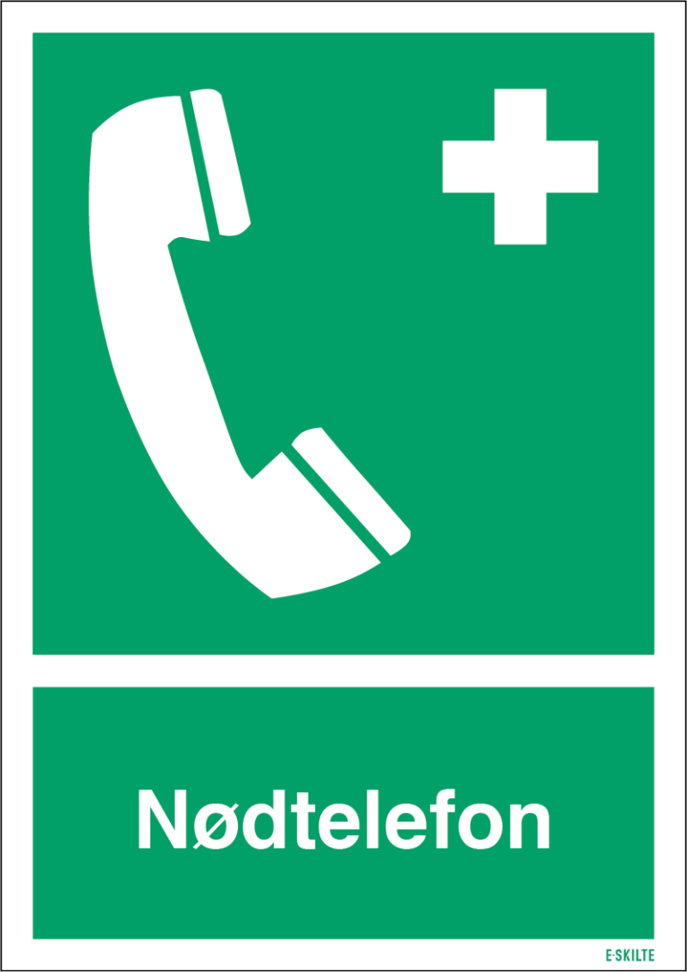 Nødtelefon skilt højformat