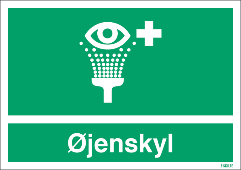 Øjenskylning skilt