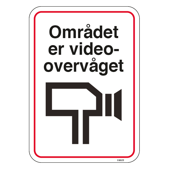 Området er videoovervåget. skilt