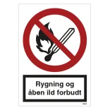 Rygning og åben ild forbudt ISO skilt