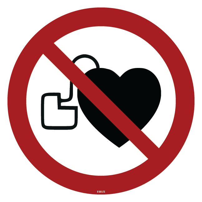 P007 Adgang forbudt for personer med pacemakere skilt