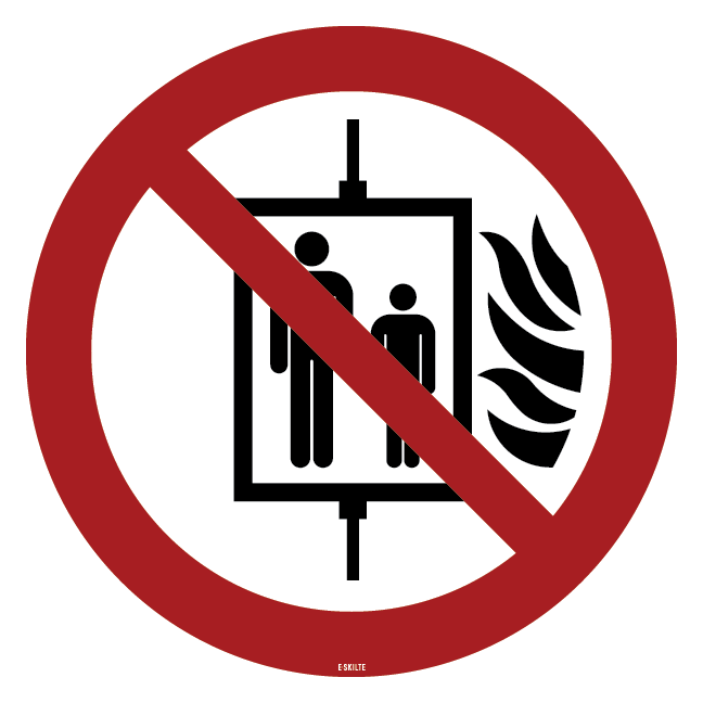 P020 Brug ikke elevatoren ved brand skilt
