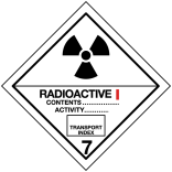 Radioaktive stoffer, klasse 7, kategori 1 fareseddel