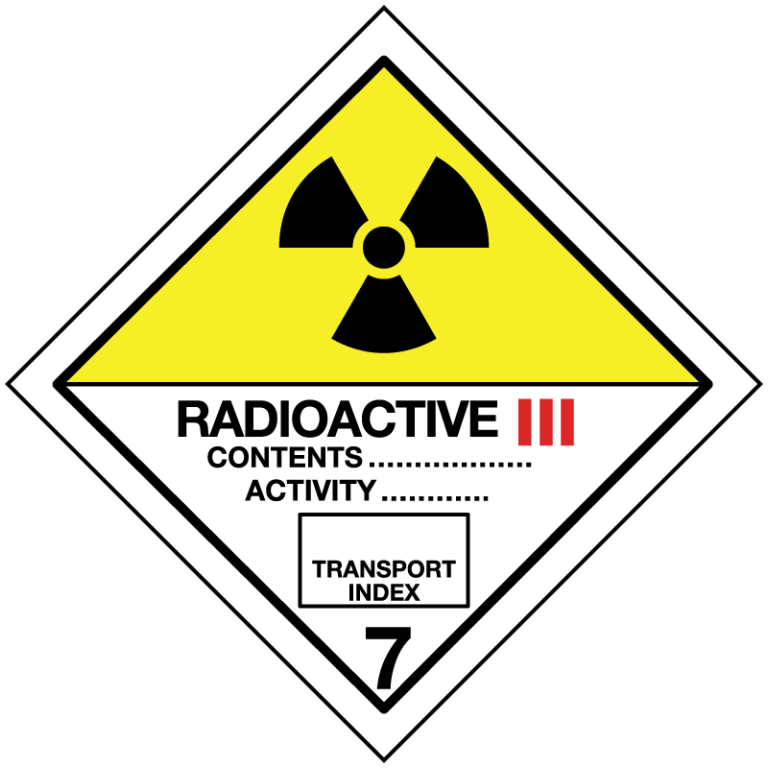 Radioaktive stoffer, klasse 7, kategori 3 fareseddel