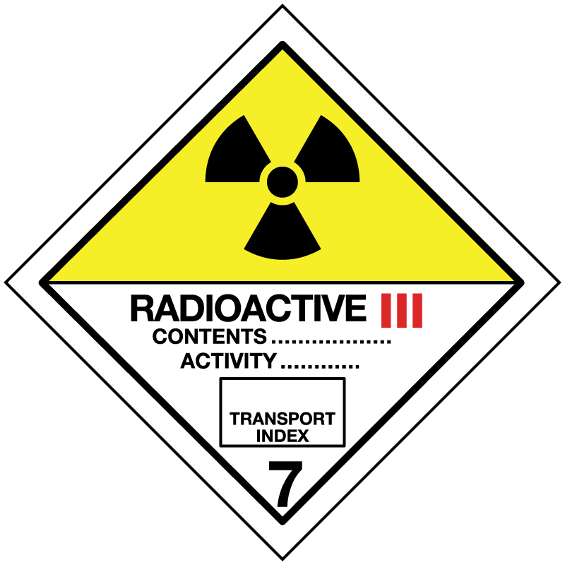 Radioaktive stoffer, klasse 7, kategori 3 fareseddel