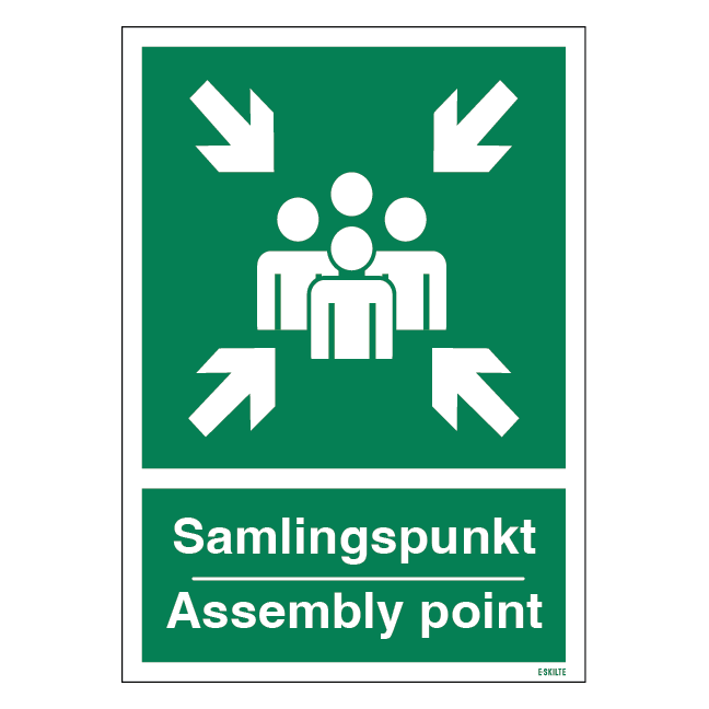 Samlingspunkt - Assembly point skilt