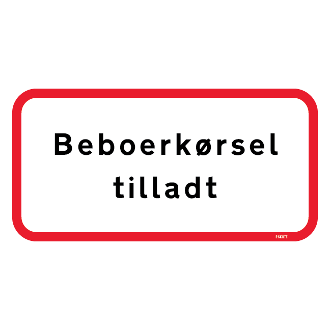 UC20,6 Beboerkørsel tilladt undertavle skilt
