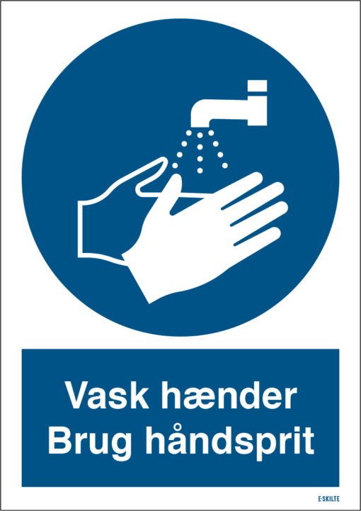 Vask hænder Brug håndsprit skilt