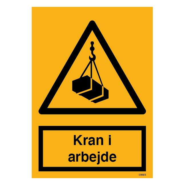 Kran i arbejde skilt