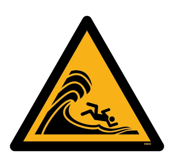 W065 Advarsel for høj surf eller store brydende bølger skilt