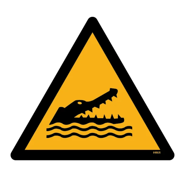 W067 Advarsel for krokodiller eller alligatorer skilt