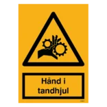 Advarsel! Hånd i tandhjul skilt