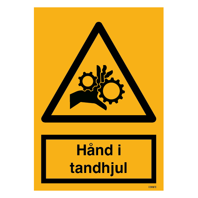 Advarsel! Hånd i tandhjul skilt