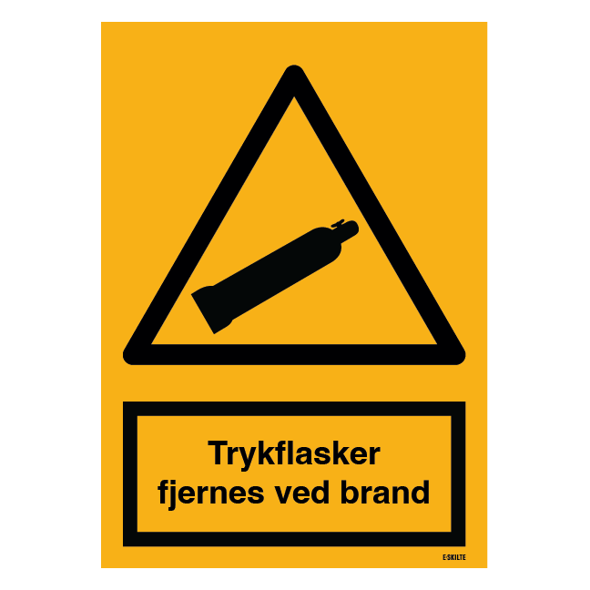 Advarselsskilt - Trykflasker fjernes ved brand