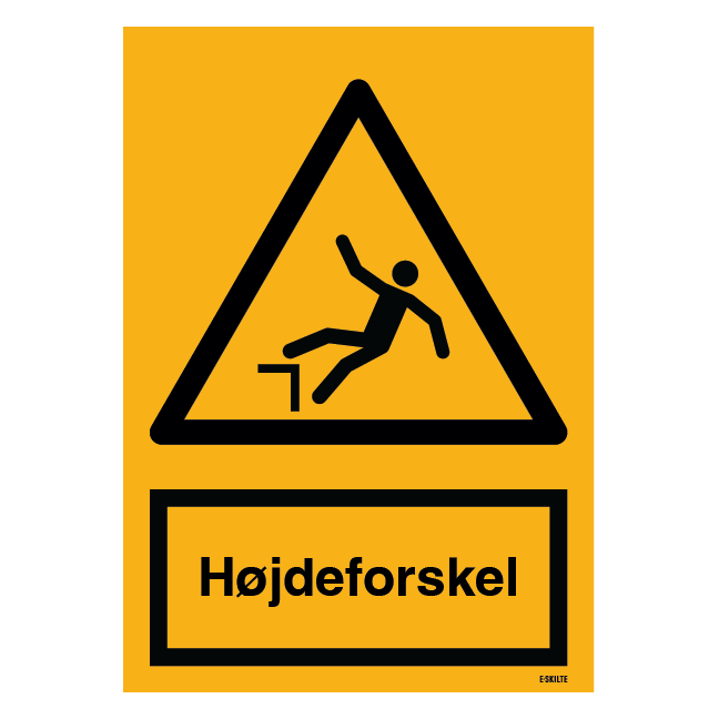 Advarselsskilt - Højdeforskel