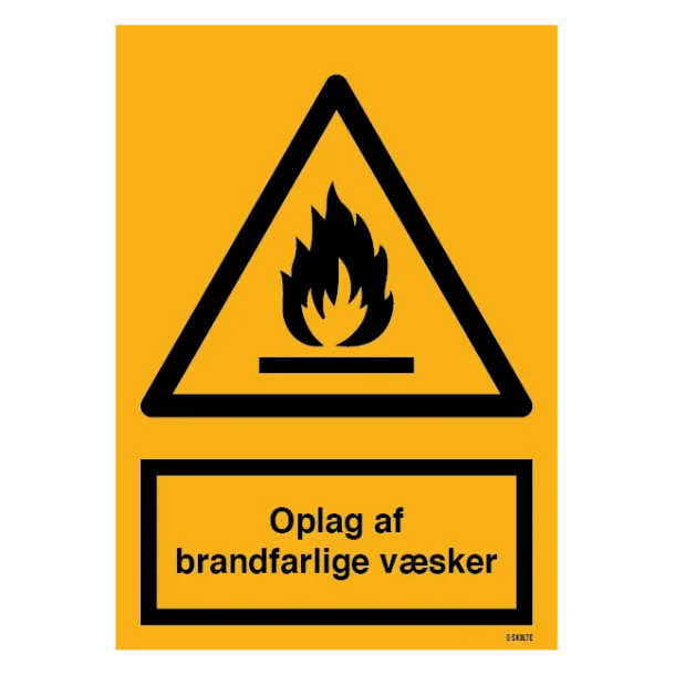Advarselsskilt - Oplag af brandfarlige væsker