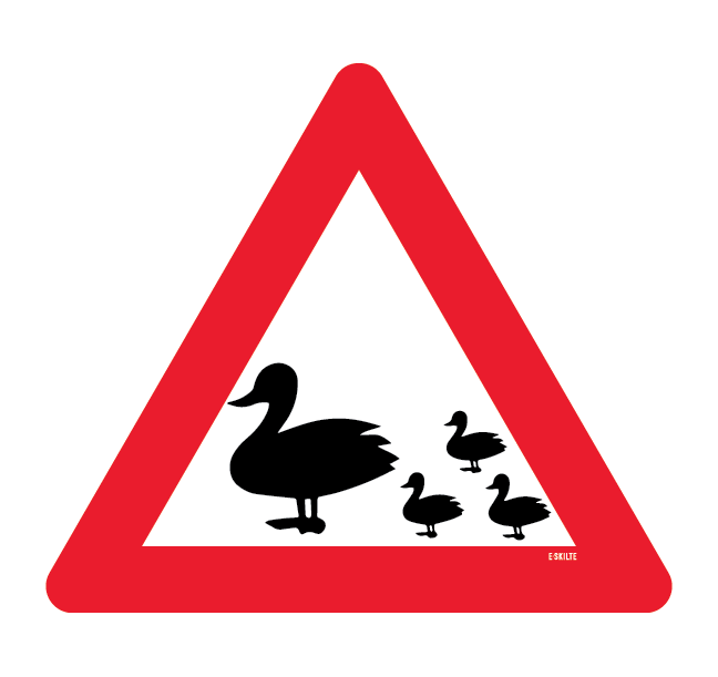 Advarselsskilt - Ænder på vejen