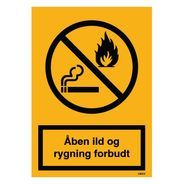 Åben ild og rygning forbudt skilt