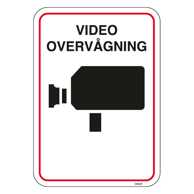 Video overvågning. Med egen tekst eller logo. skilt