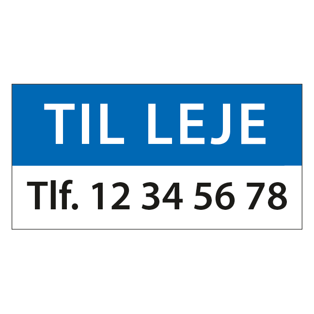 Til Leje Blå skilt