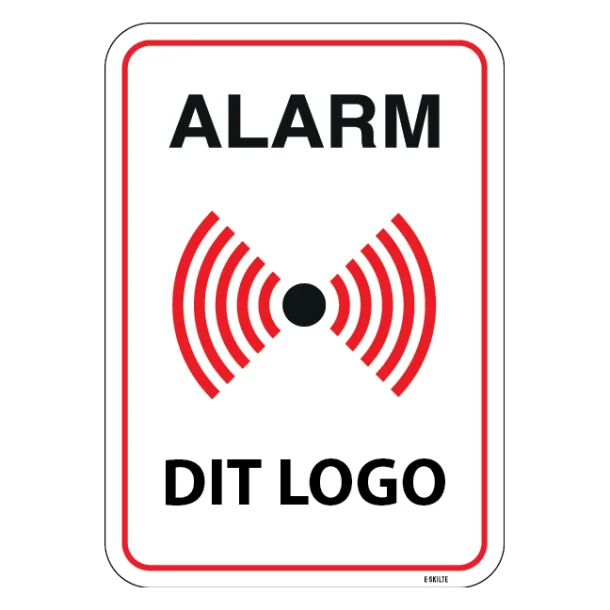Alarm skilt med eget logo eller tekst