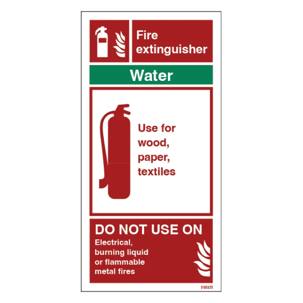 Fire Extinguisher Water: Brandskilt