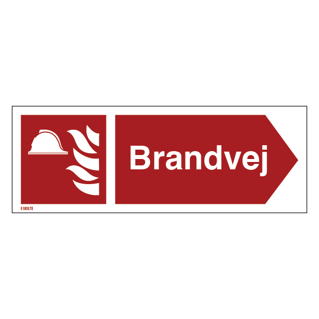 Brandvej til højre Brandskilt