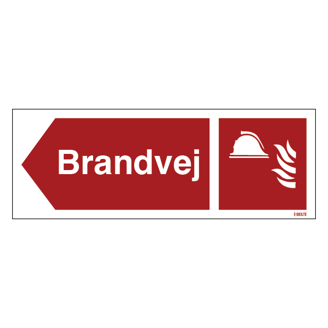 Brandvej til venstre Brandskilt
