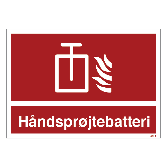 Håndsprøjtebatteri Brandskilt