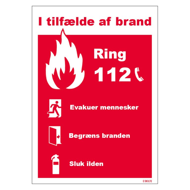 I tilfælde af brand skilt