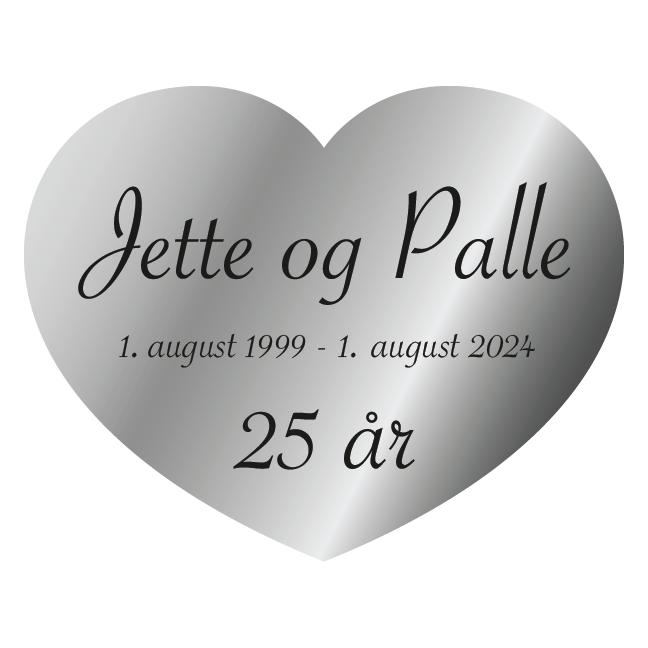 Bryllupsskilt sølv. Hjerte